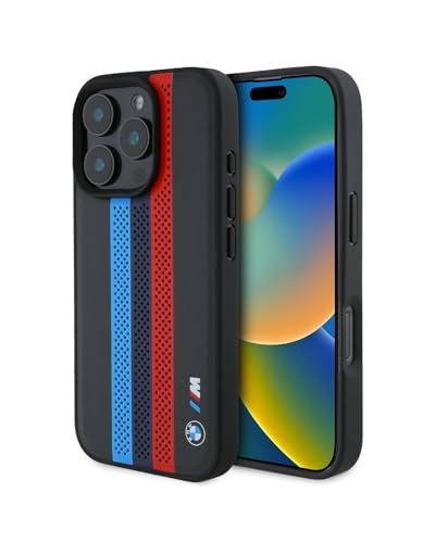 Bmw Iphone 16 Pro Max Case Official Licensed M Collection Mag Safe Compatible Perforated Tricolor Stripes With Printed Logos Protective Case Cover Designed For Iphone 16 Pro Max Featured