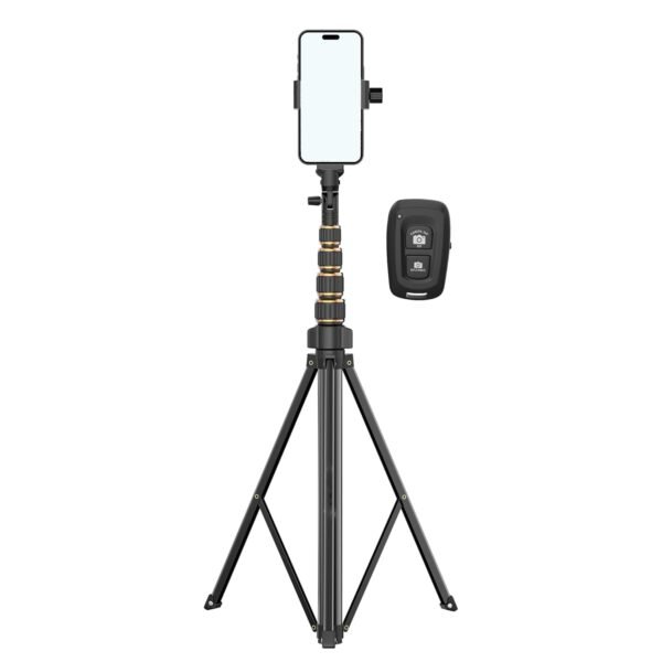 Boltove Aluminium Tripod Stand 200cm With Bluetooth Remote Mobile Holder Ideal For Ring Light Camera Video Recording Gallery 5