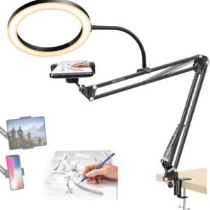 Brolaviya Overhead Video Stand With 10 Inch Ring Light Metal Arm Body1 4 Ball Head For Camerawebcamgopro With Mobile And Tablet Bracket For Overhead Videodesktopbedroom Office Featured