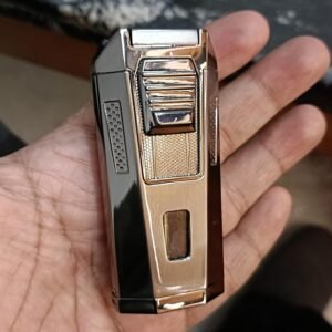 Butane Gas Two Jets Torch Cigar Smoking Accessories Inflatable Cigar Lighter With Cigar Punch Solid Metal Made Pocket Size Refillable Lighter For Cigarette Hukkah Featured