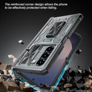 Caka Case For Galaxy Z Fold 6 Full Body Pc Tpu Dual Layer Shockproof Case With Ring Stand Screen Protector Hinge Protection Slide Camera Cover Silver Featured