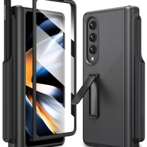 Caka For Galaxy Z Fold 4 Case With Screen Protector S Pen Holder Kickstand Hinge Protection 360 Military Grade Full Body Shockproof Phone Cover For Samsung Fold 4 2022 Black Featured