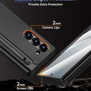 Caka For Galaxy Z Fold 6 Case With S Pen Holder Slot Hidden Kickstand Front Screen Protector Wireless Charging Slim Phone Case For Samsung Galaxy Z Fold 6 Black Featured
