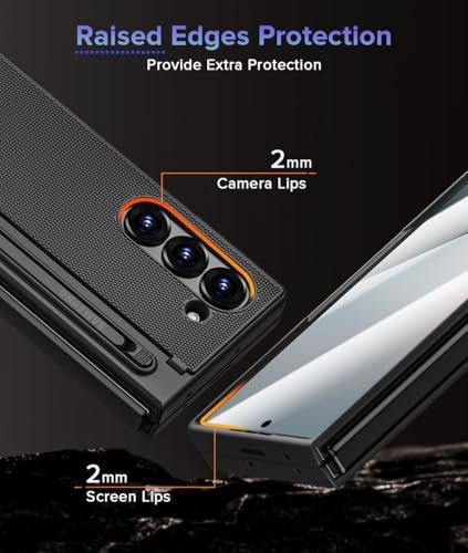 Caka For Galaxy Z Fold 6 Case With S Pen Holder Slot Hidden Kickstand Front Screen Protector Wireless Charging Slim Phone Case For Samsung Galaxy Z Fold 6 Black Featured