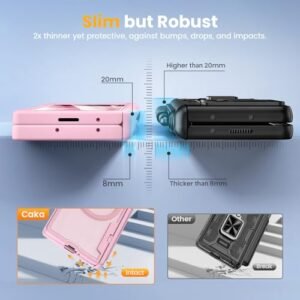 Caka For Samsung Galaxy Z Fold 6 Case Thinner S Pen Holder Slot Wireless Charging Hinge Protection Screen Protector Translucent Hard Shockproof Magnetic Magnet Phone Cover For Fold6 Pink Featured