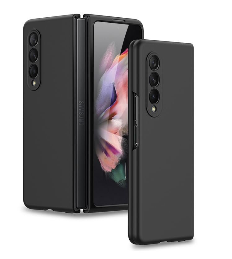 Case Creation New Premium Original Quality Imported Exclusive Matte Rubberised Finish Frosted Hard Back Shell Case Cover Guard Protection For Samsung Galaxy Z Fold 3 Pitch Black Featured