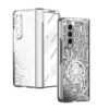 Case For Samsung Galaxy Z Fold 4 5g Mechanical Gear Pattern Hinge Protection Clear Plating Pc Cover With Screen Protector Full Protection Silver Featured