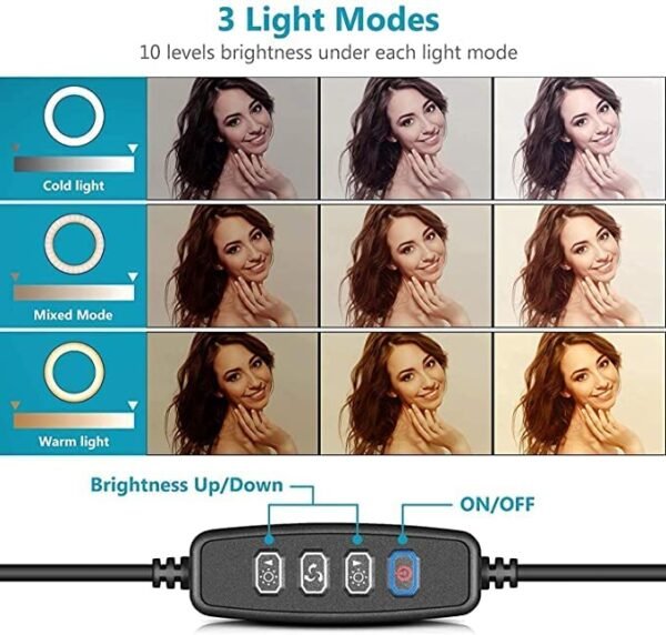 Cezo Professional Led Ring Light With Tripod Stand For Mobile Phones Camera 3 Temperature Mode Dimmable Lighting Photo Shoot Video Shoot Makeup More Gallery 3
