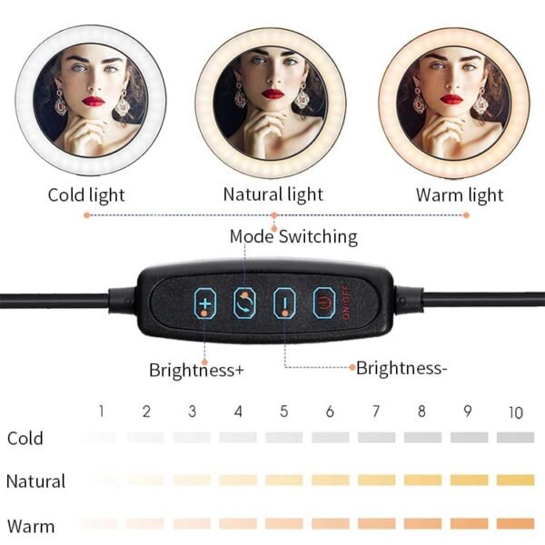 Cezo Professional Led Ring Light With Tripod Stand For Mobile Phones Camera 3 Temperature Mode Dimmable Lighting Photo Shoot Video Shoot Makeup More Gallery 4
