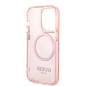 Cg Mobile Guess Iphone 14 Pro Max Case Official Licensed Mag Safe Compatible Translucent Gold Outline Logo Protective Case Cover Designed For Iphone 14 Pro Max 6 7 Inch 2022 Pink Featured