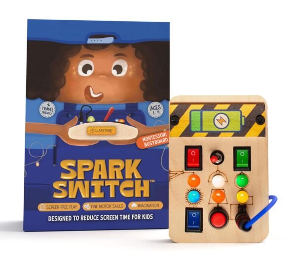Clapstore Busy Board V1 5 With Led Light Sensory Toys For Toddlers 1 3 Montessori Toys With Toggle Switch Travel Toys For Educational Toddler Activities For 1 2 3 4 Y Old Boys Girls Beige Gallery 7