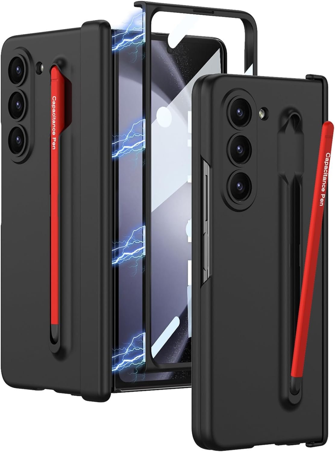 Contrast Magnetic Hinge Case For Samsung Galaxy Z Fold 5 Inbuilt S Pen Holder Stand Hybrid Back Cover Featured