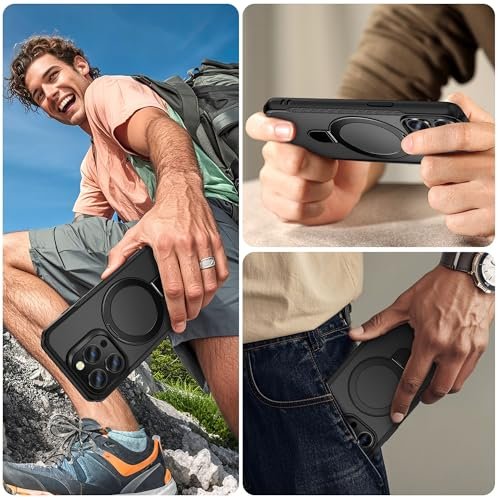 Cubix Back Case Cover For Apple Iphone 13 Pro Axis360 Series Magnetic Kickstand Shockproof Case With Car Mount Support Matte Finish And Reinforced Corners Black Featured