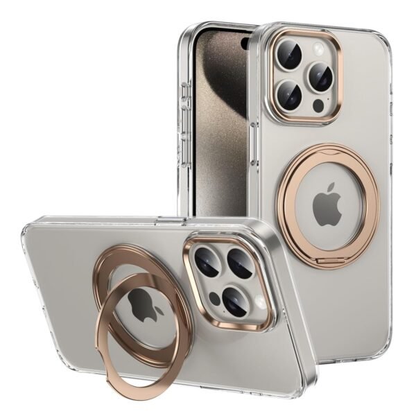 Cubix Back Cover Case For Apple Iphone 13 Pro Max Transparent Hard Pc With 360 Ring Stand Kickstand Alloy Buttons Camera Lens Protector Magnetic Wireless Charging Support Gallery 2