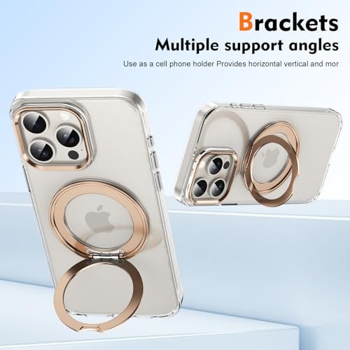 Cubix Back Cover Case For Apple Iphone 13 Pro Transparent Hard Pc With 360 Ring Stand Kickstand Alloy Buttons Camera Lens Protector Magnetic Wireless Charging Support Featured
