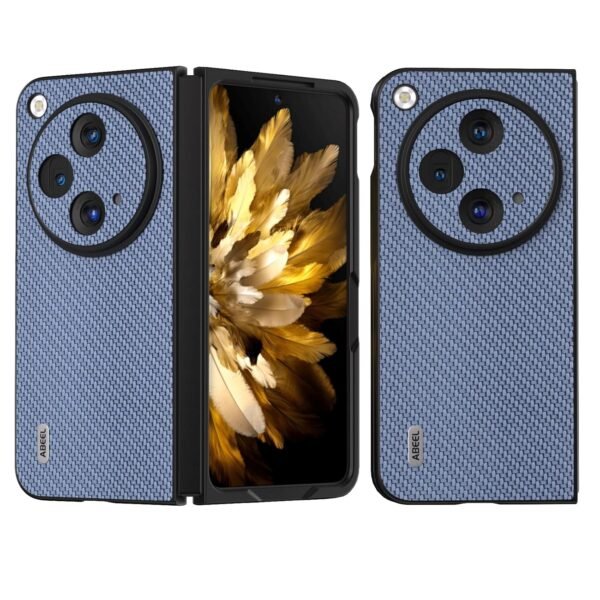 Damondy Compatible For Oneplus Open Phone Case Carbon Fiber Pattern Pu Leather Case Ultra Slim Protective Case For Oneplus Open Blue Gallery 5