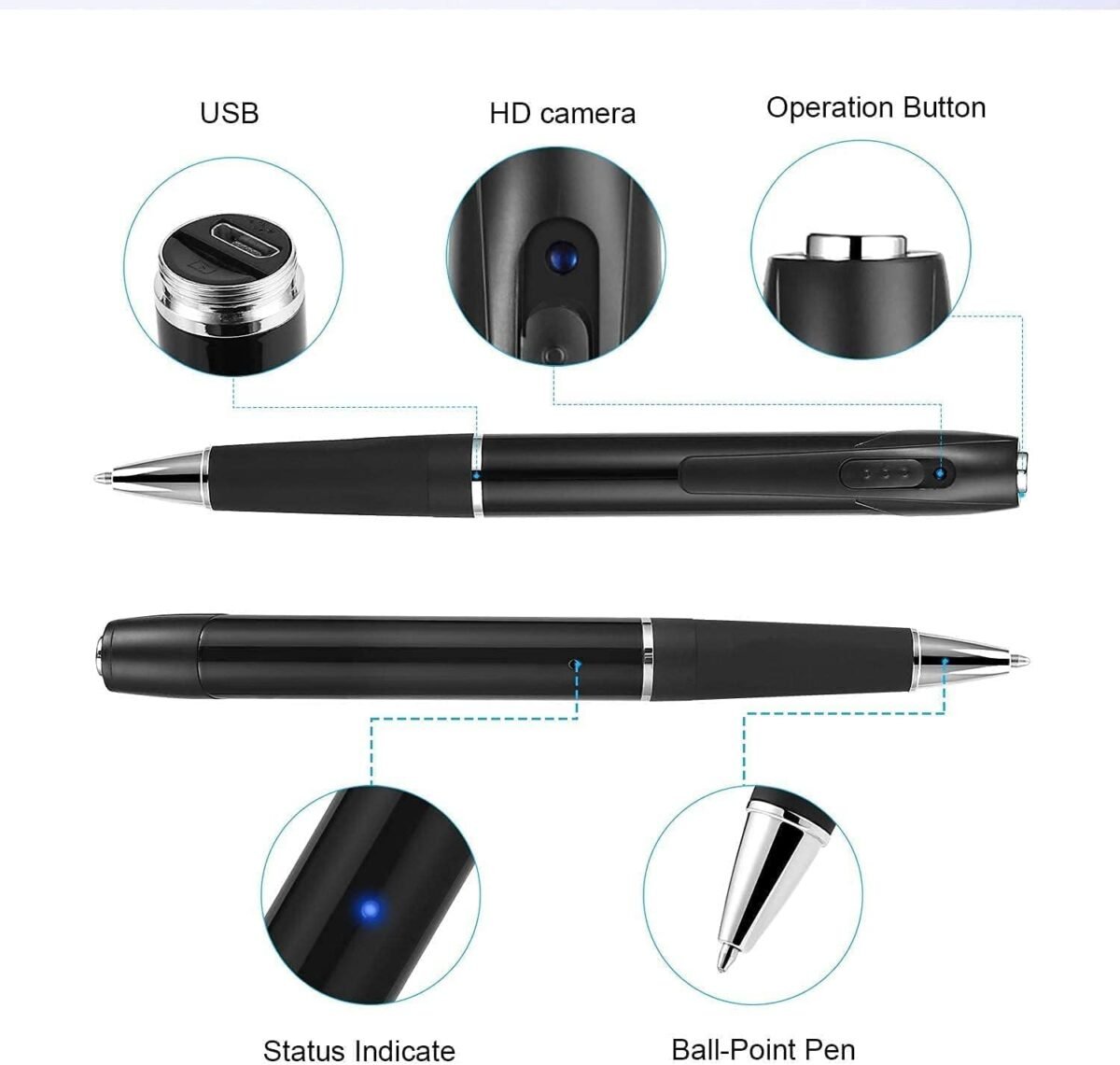 Ddlc Full Hd Pen Camera 1080p Video Audio Recording Indoor Outdoor Pocket Security Camera For Home Office Mettings Surveillance Gallery 2