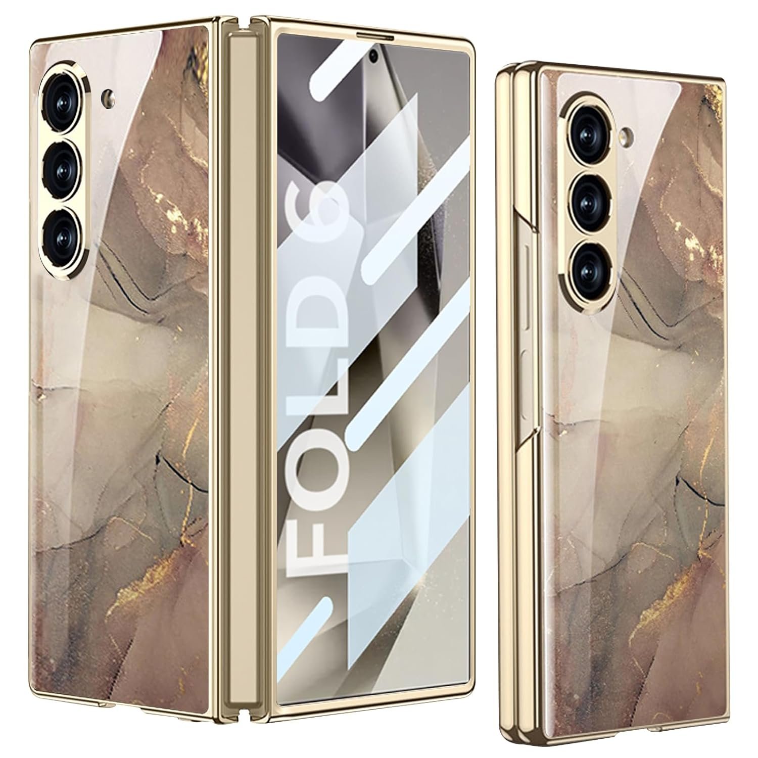 Dootoo For Samsung Galaxy Z Fold 6 Case Cover Colorful Plating Glass Hybrid Plastic Crystal With Front Screen Protector All Inclusive Protection Case Cover For Samsung Galaxy Z Fold 6 Featured
