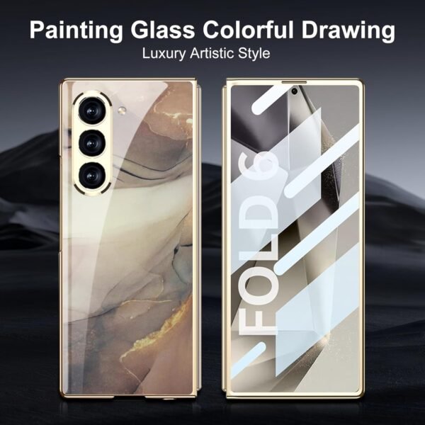 Dootoo For Samsung Galaxy Z Fold 6 Case Cover Colorful Plating Glass Hybrid Plastic Crystal With Front Screen Protector All Inclusive Protection Case Cover For Samsung Galaxy Z Fold 6 Gallery 1