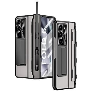 Dootoo For Samsung Galaxy Z Fold 6 Case With S Pen Holder S Pen Clear Plating Hinge Protection With Screen Protector Kickstand Full Body Phone Case Black With Pen Holder Featured