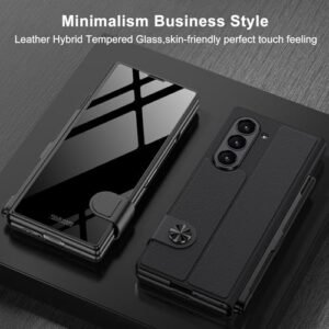 Dootoo For Samsung Galaxy Z Fold 6 With S Pen Holder Case Flip Colorful Plating Glass Hybrid Leather All Inclusive Cover For Samsung Galaxy Z Fold 6 Black Featured
