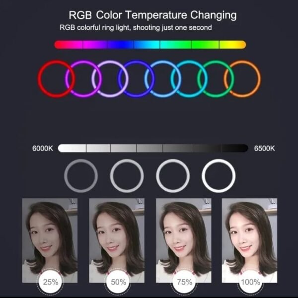 Dyazo 10 Inch Rgb Led Ring Light 7 Ft Tripod Combo For Camera Mobile Phones Suitable For Vloggers Makeupyoutube More Gallery 6