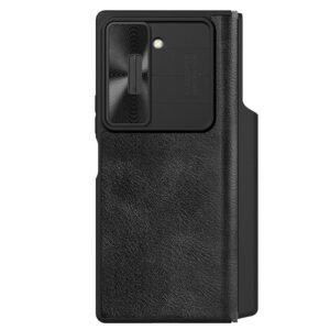 E Sell Enterprise Gaffar India Qin Pro Flip Leather Cover For Samsung Galaxy Z Fold 6 7 6inch Camshield Slide Camera Protection Durable Shockproof Card Slot Case With Removable S Pen Holder Bl Featured