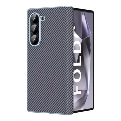 Episode Crom Plating Carbon Fiber Case For Samsung Galaxy Z Fold 5 With Mirror Glass And Hinge Protraction Folding Shockproof Cover Gray Featured