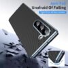 Episode Crom Plating Carbon Fiber Case for Samsung Galaxy Z Fold 6 with Mirror Glass and Hinge Protraction Folding Shockproof Cover (Black)