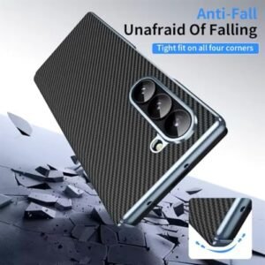 Episode Crom Plating Carbon Fiber Case For Samsung Galaxy Z Fold 6 With Mirror Glass And Hinge Protraction Folding Shockproof Cover Black Featured