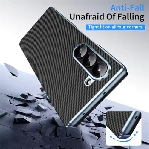 Episode Crom Plating Carbon Fiber Case For Samsung Galaxy Z Fold 6 With Mirror Glass And Hinge Protraction Folding Shockproof Cover Black Featured
