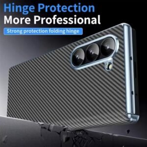 Episode Crom Plating Carbon Fiber Case For Samsung Galaxy Z Fold 6 With Mirror Glass And Hinge Protraction Folding Shockproof Cover Black Gallery 5