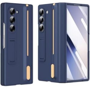 Episode Hinge Protective Kickstand Phone Case For Samsung Galaxy Z Fold 6shockproof Stand Case With In Built Front Glass Protector Pen Case Compatible With Z Fold 6 5g Blue Featured