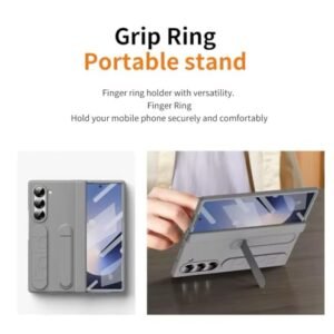 Episode Phone Case For Galaxy Z Fold 6 Luxury Wristband Stand Bulit In Screen Lens Protection Shockproof Full Body Drop Cover With Hinge Protection Gray Featured