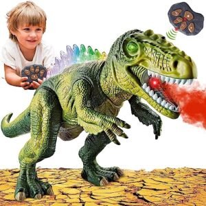 Euphoria Remote Control Dinosaur For Kids Light Up Eyes Roaring Sound Walking Robot Big Rc Toy Large 17in Realistic Dilophosaurus For Boys Girls Featured