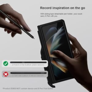 Ezanmull For Samsung Galaxy Z Fold 5 Case With S Pen Holder Hinge Protection Kickstand Shockproof Slim Fit Phone Case For Samsung Galaxy Z Fold 5 With S Pen Holder Frosted Green Featured