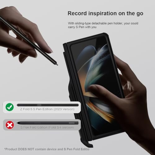 Ezanmull For Samsung Galaxy Z Fold 5 Case With S Pen Holder Hinge Protection Kickstand Shockproof Slim Fit Phone Case For Samsung Galaxy Z Fold 5 With S Pen Holder Frosted Green Featured