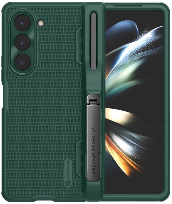 Ezanmull For Samsung Galaxy Z Fold 5 Case With S Pen Holder Hinge Protection Kickstand Shockproof Slim Fit Phone Case For Samsung Galaxy Z Fold 5 With S Pen Holder Frosted Green Gallery 6