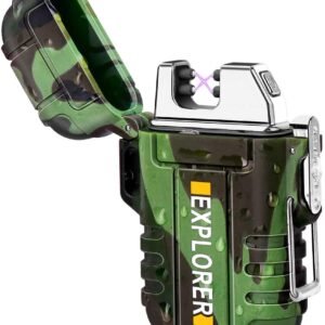 Ezlife Metal Waterproof Flameless Electric Lighter Dual Arc Plasma Beam Usb Rechargeable Windproof No Butane For Indoor And Outdoor Activities Featured