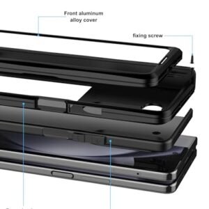 Feitenn For Samsung Galaxy Z Fold 5 Case Aluminum Metal Heavy Duty Shockproof Protective Case Rugged Case With Hinge Protection And Built In Front Screen Protector For Galaxy Z Fold 5 2023 Black Featured