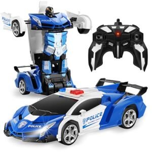 Figrol Figrol Transform Car Robotrobot Deformation Car Model Toy For Childrentransforming Robot Remote Control Car With One Button Transformationrealistic Engine Sounds360 Speed Drifting 11blue Featured