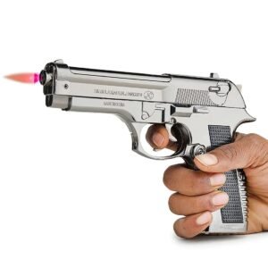 First Dot 608 Gun Lighter With Case Cover Heavy Metal Pistol Barrel Pull Back System Jet Flame Windproof Design For Cigarettes Cigars Featured