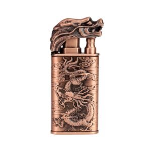 First Dot Luxury Dragon Lighter Windproof Refillable Double Jet Flame Metal Pocket Lighter Cool Antique Embossed Dragon Design Ideal Gift For Men Collectors Featured
