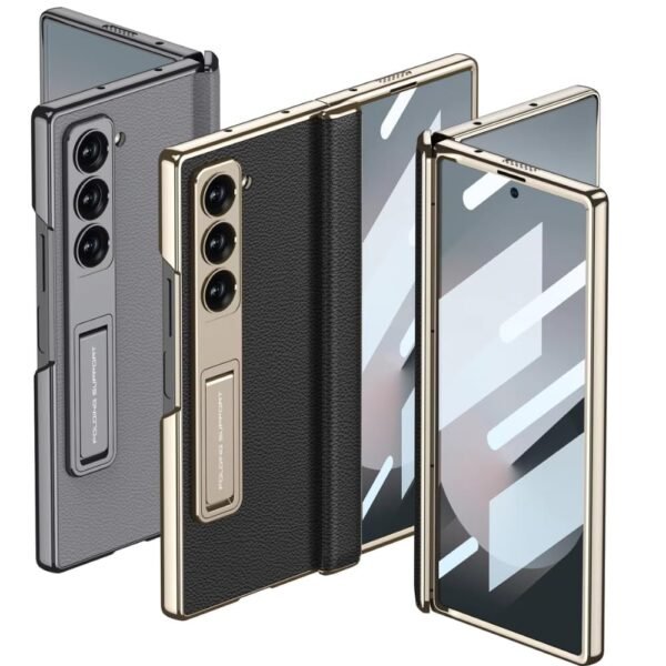 Flex Armor Ultra Hybrid Luxury Leather Case Cover For Samsung Galaxy Z Fold 6 Case Cover With Kickstand Includes Free Tempered Glass Screen Protector Comfortable Grip Scratch Resistant Gallery 4