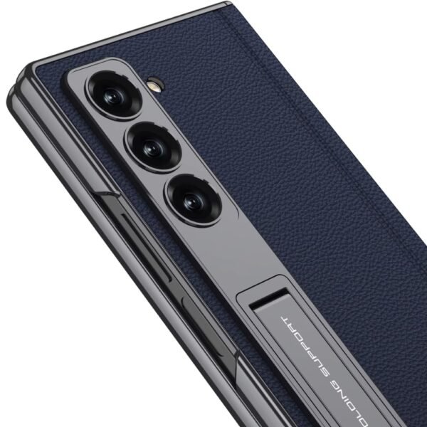 Flex Armor Ultra Hybrid Luxury Leather Case Cover For Samsung Galaxy Z Fold 6 Case Cover With Kickstand Includes Free Tempered Glass Screen Protector Comfortable Grip Scratch Resistant Gallery 5