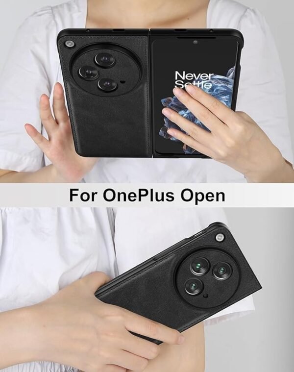 Flipkit Ultra Hybrid Premium Leather Case For Oneplus Open 2023 Case Pu Leather Hard Pc Shell Ultra Thin Slim Durable Protective Cover For Oneplus Open 2023 5g Black Gallery 3