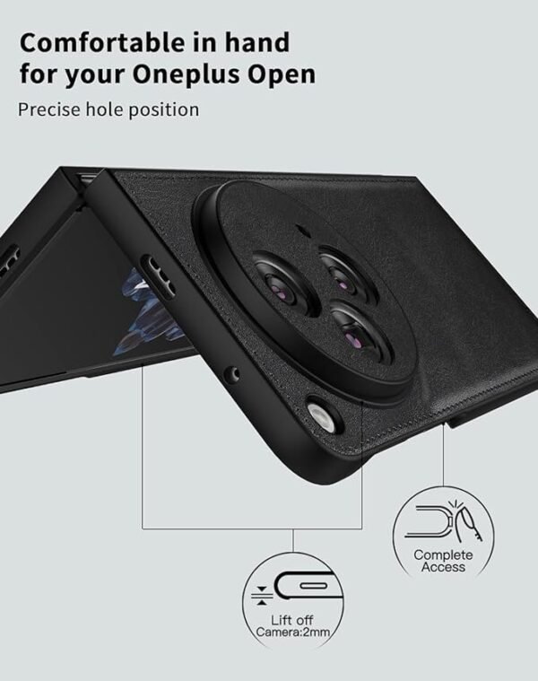 Flipkit Ultra Hybrid Premium Leather Case For Oneplus Open 2023 Case Pu Leather Hard Pc Shell Ultra Thin Slim Durable Protective Cover For Oneplus Open 2023 5g Black Gallery 4