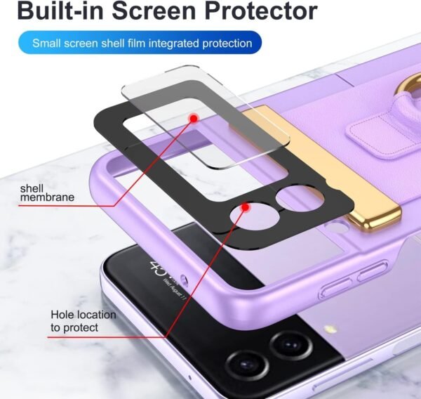 Flipkit Ultra Hybrid Premium Leatherpolycarbonatemetal Ring Case For Samsung Galaxy Z Flip 4 Cover With Hinge Protection Ring For Galaxy Z Flip 4 Case Gallery 2