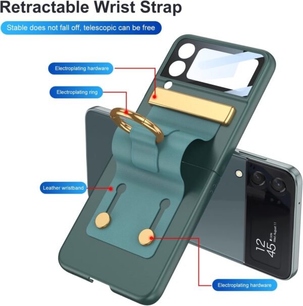 Flipkit Ultra Hybrid Premium Leatherpolycarbonatemetal Ring Case For Samsung Galaxy Z Flip 4 Cover With Hinge Protection Ring For Galaxy Z Flip 4 Case Gallery 4
