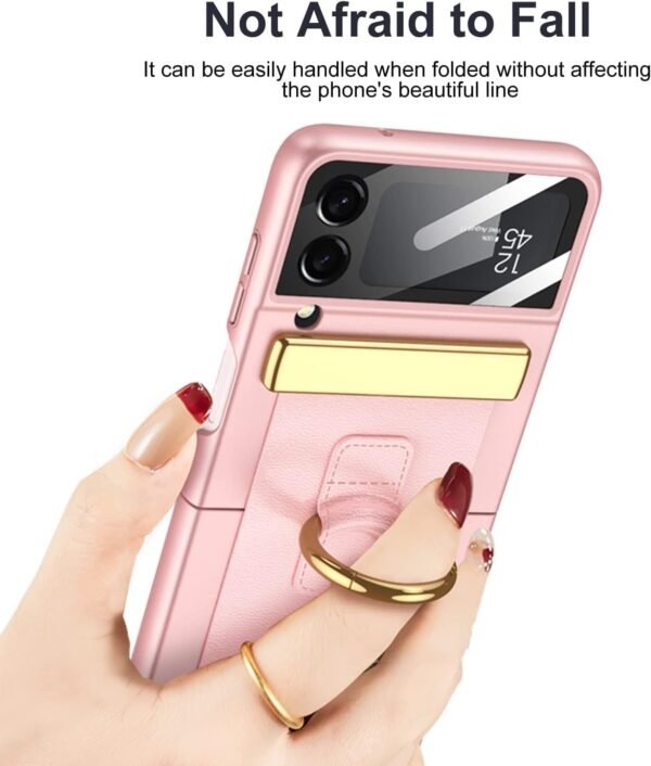 Flipkit Ultra Hybrid Premium Leatherpolycarbonatemetal Ring Case For Samsung Galaxy Z Flip 4 Cover With Hinge Protection Ring For Galaxy Z Flip 4 Case Gallery 6